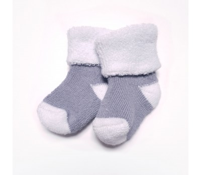 Носочки махровые Серые с белым для маловесных детей 6-8 см