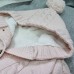 Вязаный комбинезон на меху с капюшоном, розовый 62р