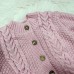 Вязаный комплект (комбинезон, шапка, пинетки), розовый, 68 рр