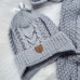 Вязаный комплект (комбинезон, шапка, пинетки), серый, 68 рр